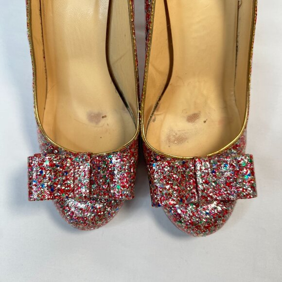 Kate Spade Krysta Bow Glitter Pumps Sparkle Heels Multicolor 8.5 - Picture 9 of 13